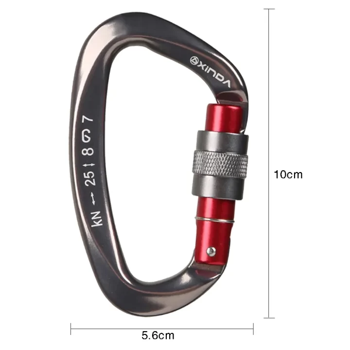25KN Aluminum D Shape Safety Lock  Carabiner