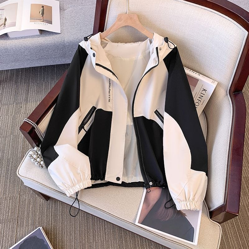 womens lightweight hooded zip jacket casual oversized