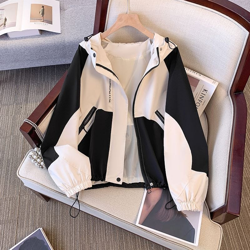 womens lightweight hooded zip jacket casual oversized