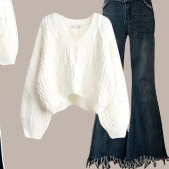 2025 Autumn/Winter New Matching Set Women's Loose Sweater+Black Dress Two Piece Korean Elegant Chic Pullover Sling Skirt Suit